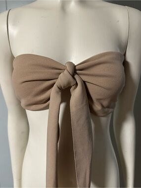 By Egreis Beige Strapless Bow Tie Bandeau Tube Top Size Medium NWT